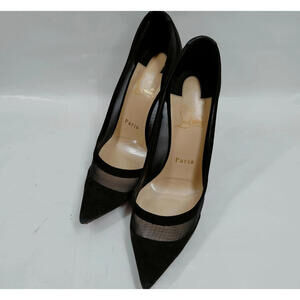 Christian Louboutin Galativi 100 Mesh Women’s Heels EU 36.5 6.5 US Velour Black